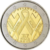 2 EUR Francúzsko 2014-AIDS CC UNC