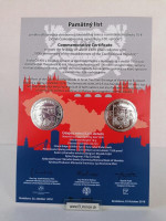 Pamätný list k minci SVK 2018 10€ Ag Vznik ČSR